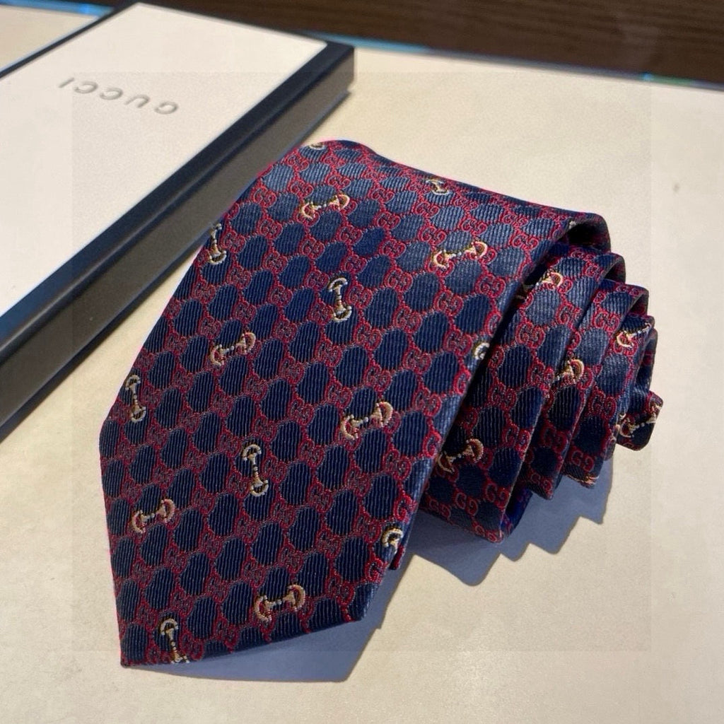 Gucci Style Men's Geometric Monogram Silk Tie