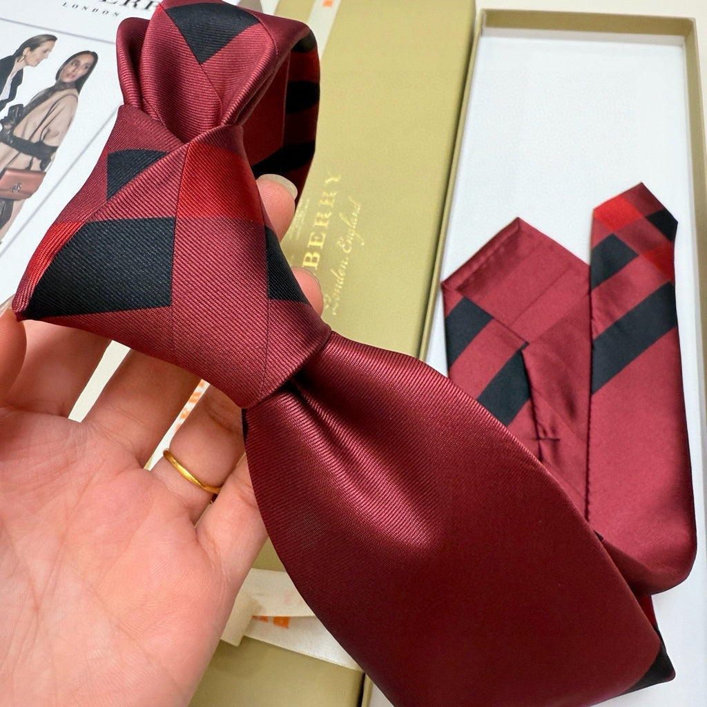 Burberry Style Men's Check Silk Tie