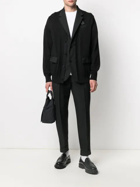 sacai layered button-front cardigan