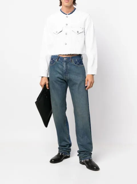 Maison Margiela cropped collarless denim jacket