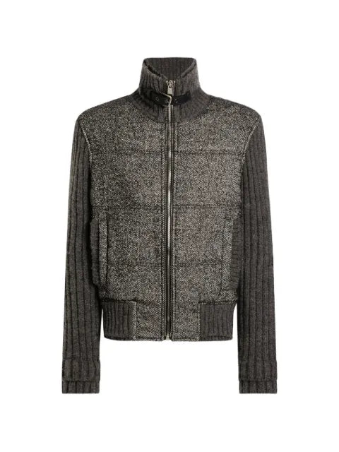 Dolce & Gabbana herringbone-pattern ribbed-knit bomber jacket