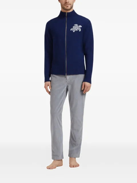 Vilebrequin logo-jacquard zip-up cardigan