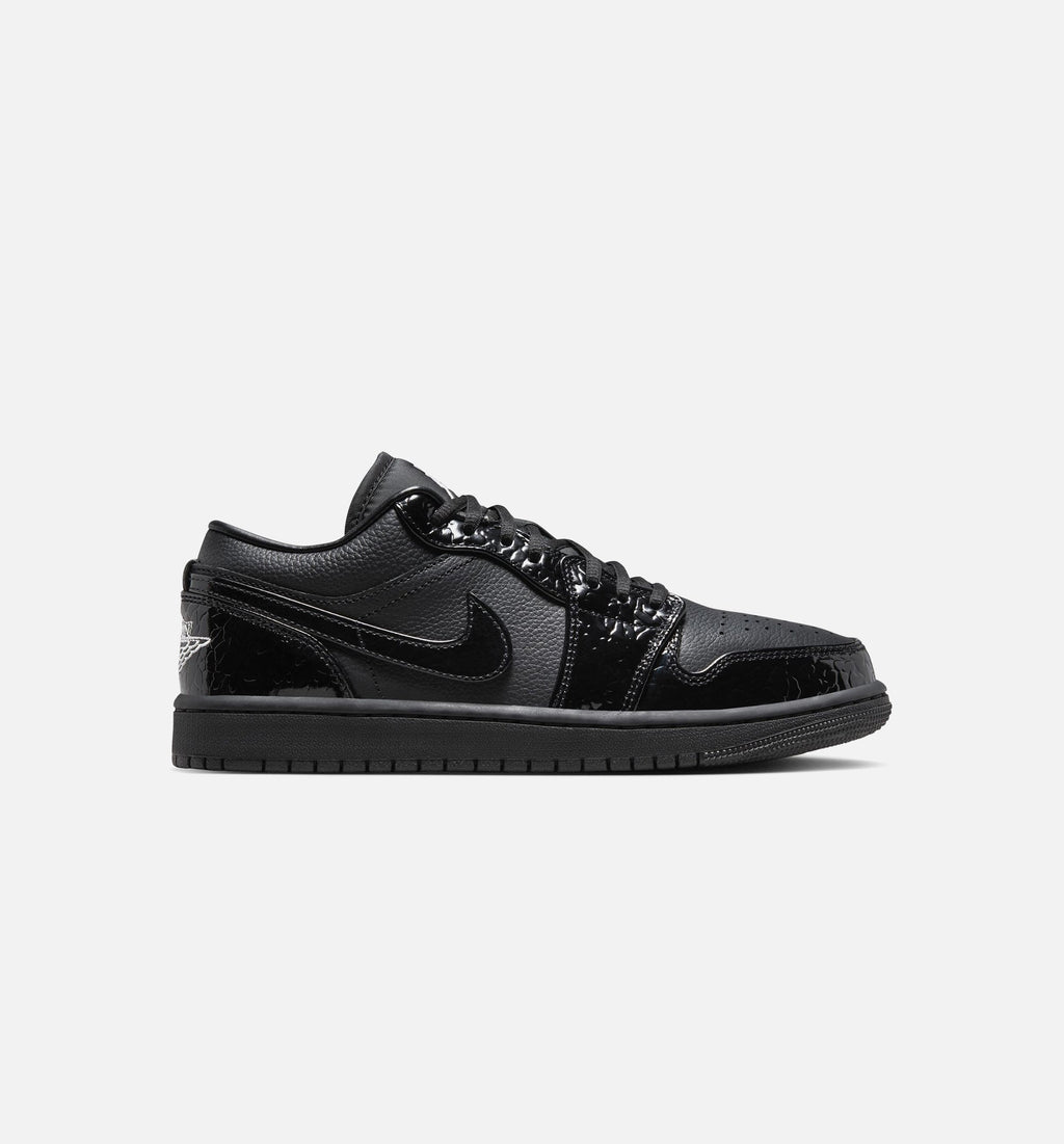 Air Jordan 1 Low "Patent Elephant" Women's Lifestyle Shoes - Black / White / Metallic Silver