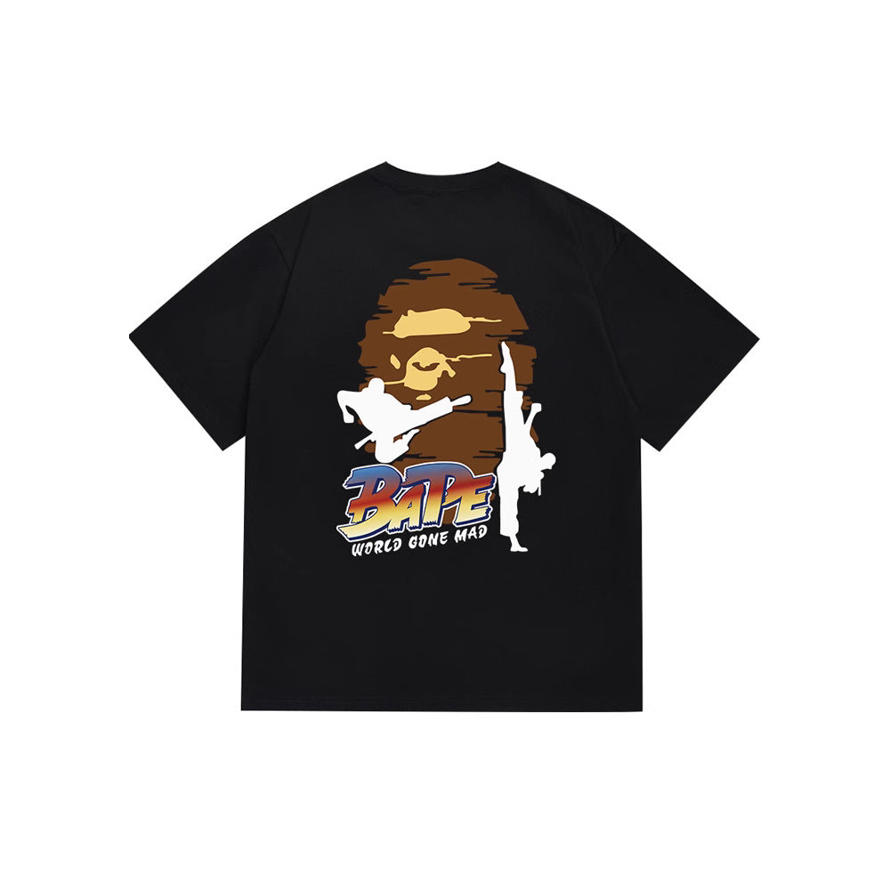 BAPE Ape Shark Graphic Print Loose Unisex Heavyweight Cotton T-Shirt