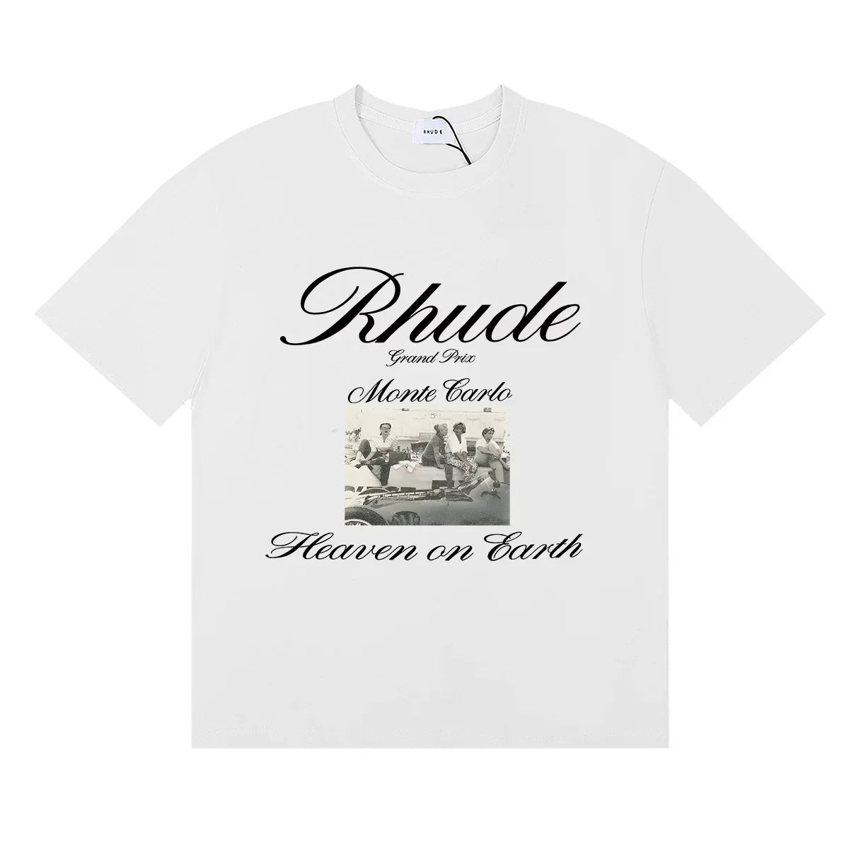 Rhude Monte Carlo Heaven On Earth Vintage Photo Print White Oversized T‑Shirt