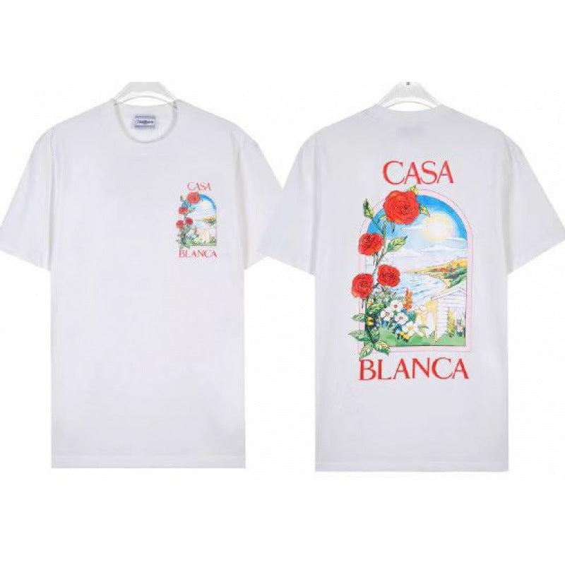 Casablanca Casa Letter Art Print Crew Neck Short Sleeve Tee Unisex