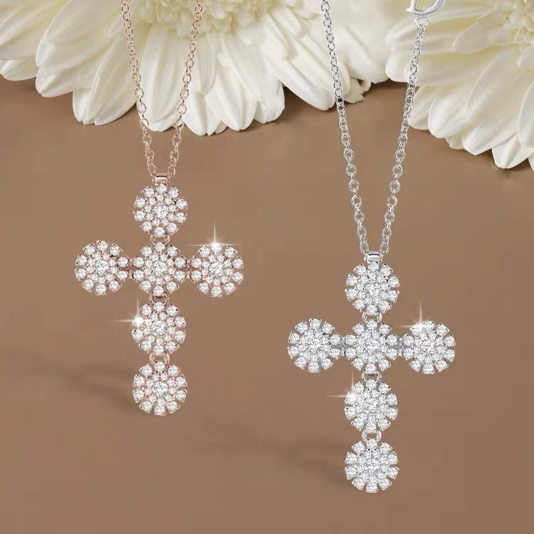 Damiani Style Floral Cubic Zirconia White-Gold-Plated Necklace