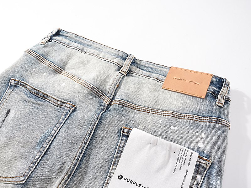 Purple Brand Light Blue Distressed Ribbed Knee Jeans
