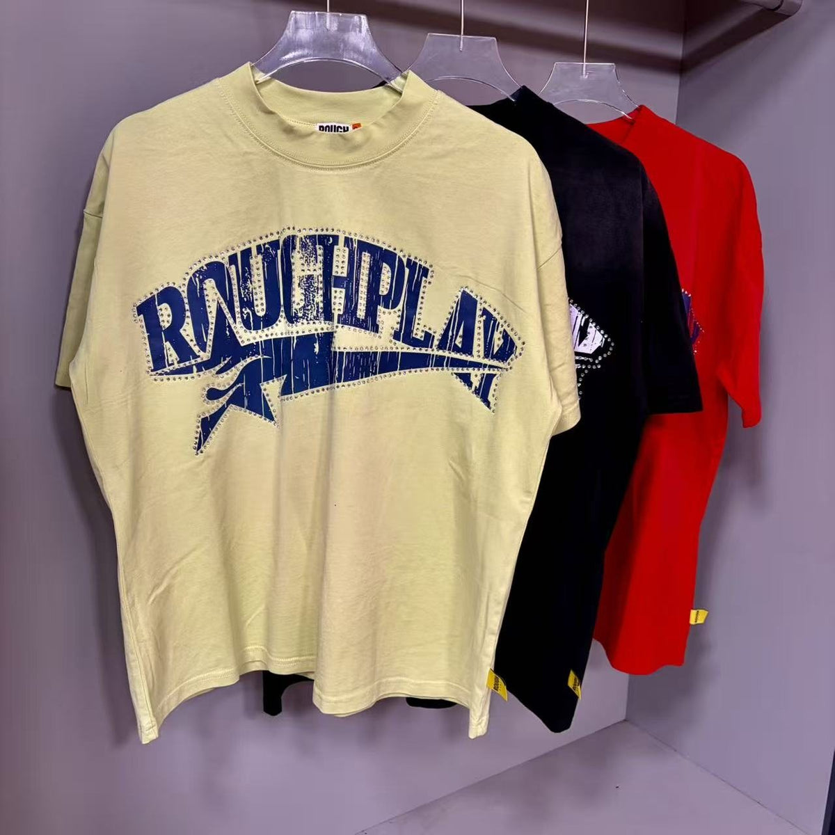 Rough Play Rhinestone Letter Graphic T-Shirt