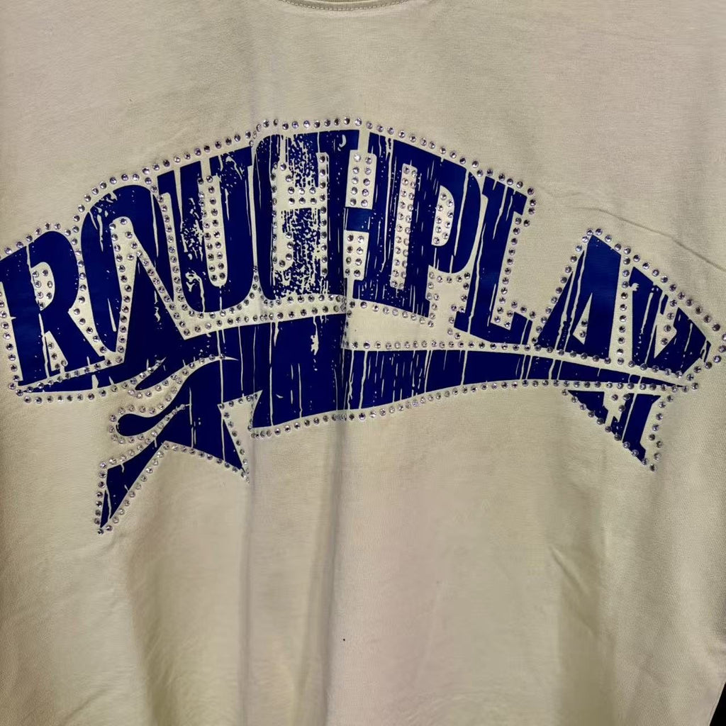 Rough Play Rhinestone Letter Graphic T-Shirt