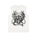 ASAALL White Graphic Sleeveless T-Shirt