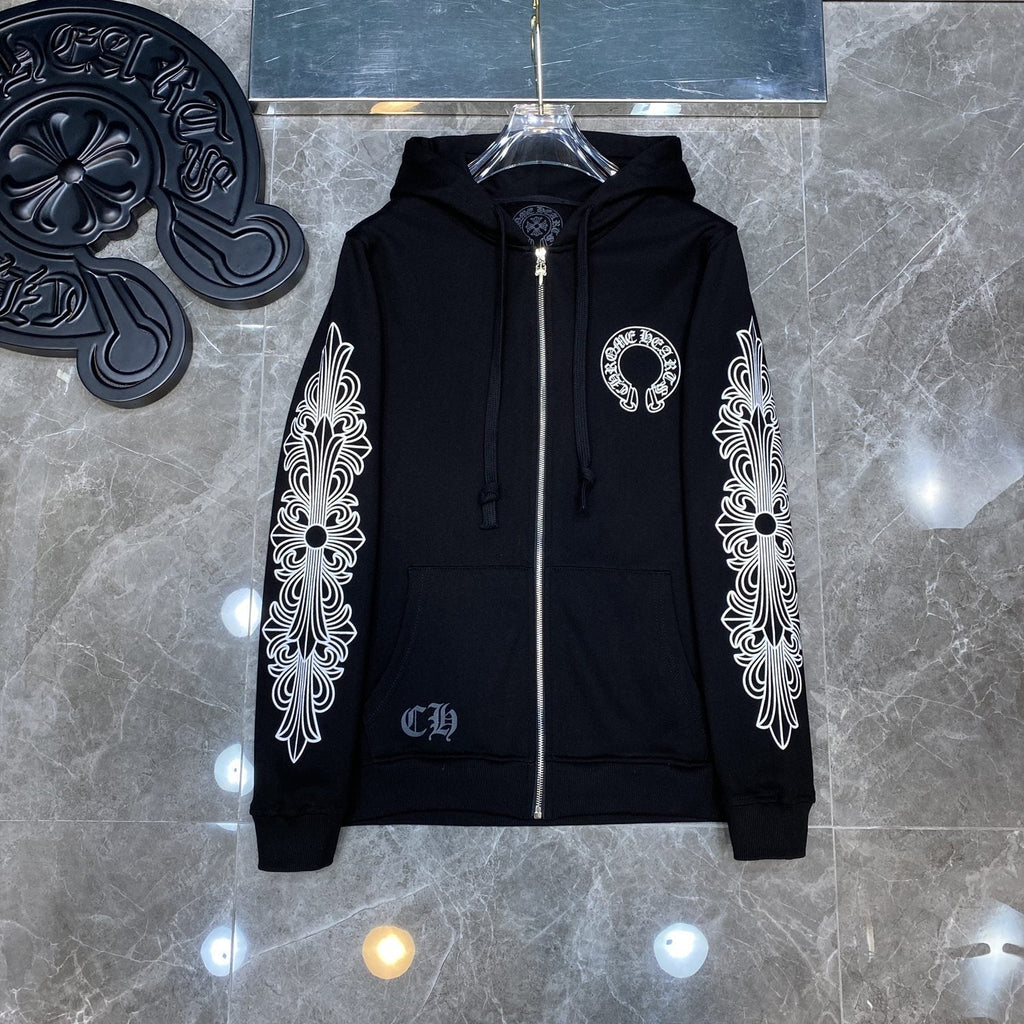 Chrome Hearts Horseshoe Graphic Zip Hoodie