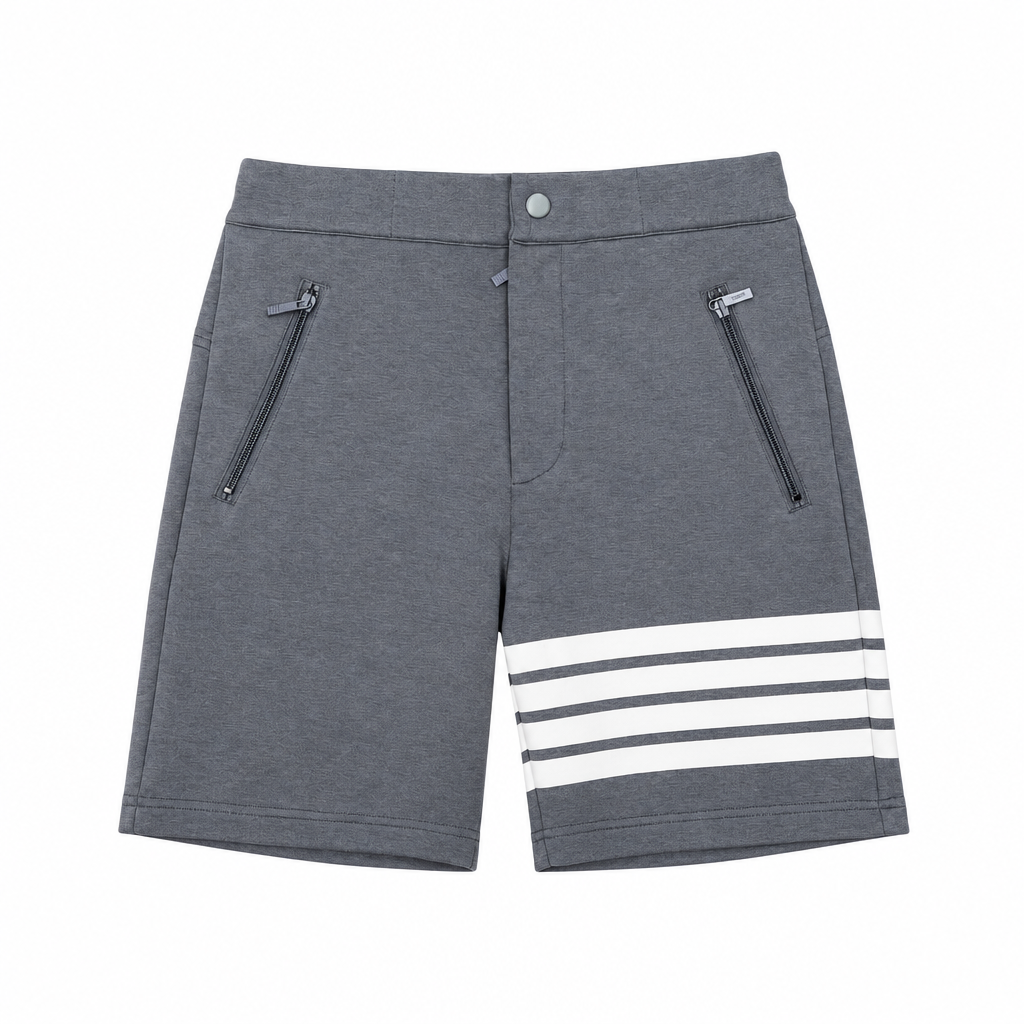 Thom Browne Style Four-Bar Knee-Length Shorts