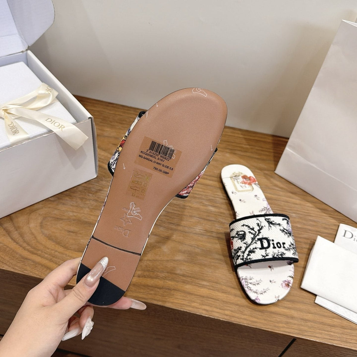Dior Floral Printed Slide Sandals