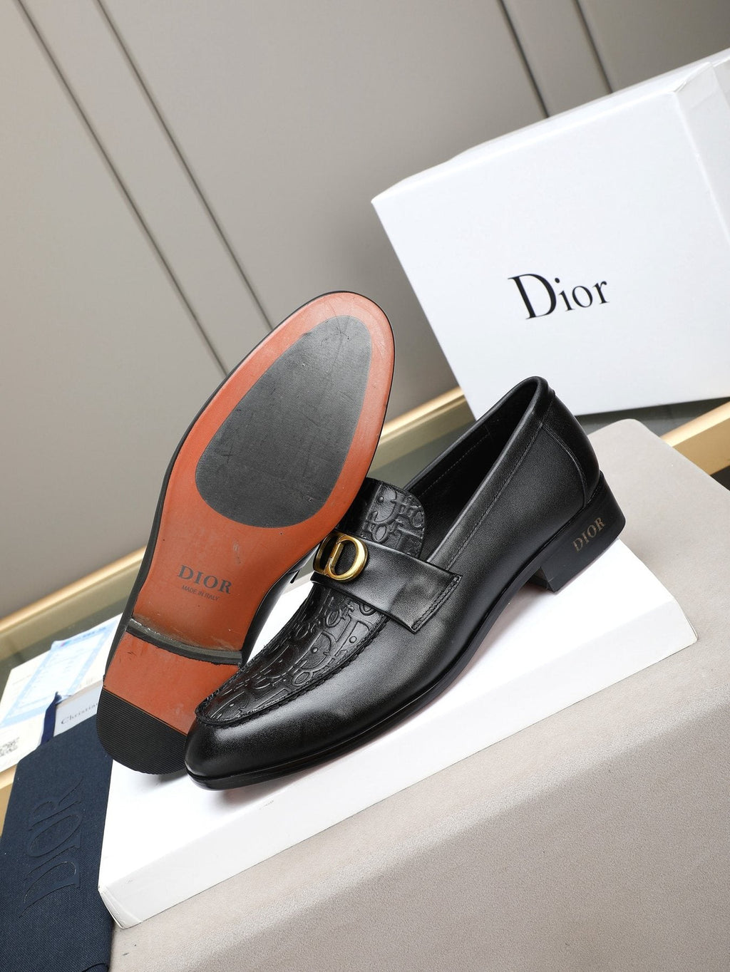 Dior Black Buckle Loafers