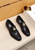 Versace Black Textured Slip-On Shoes