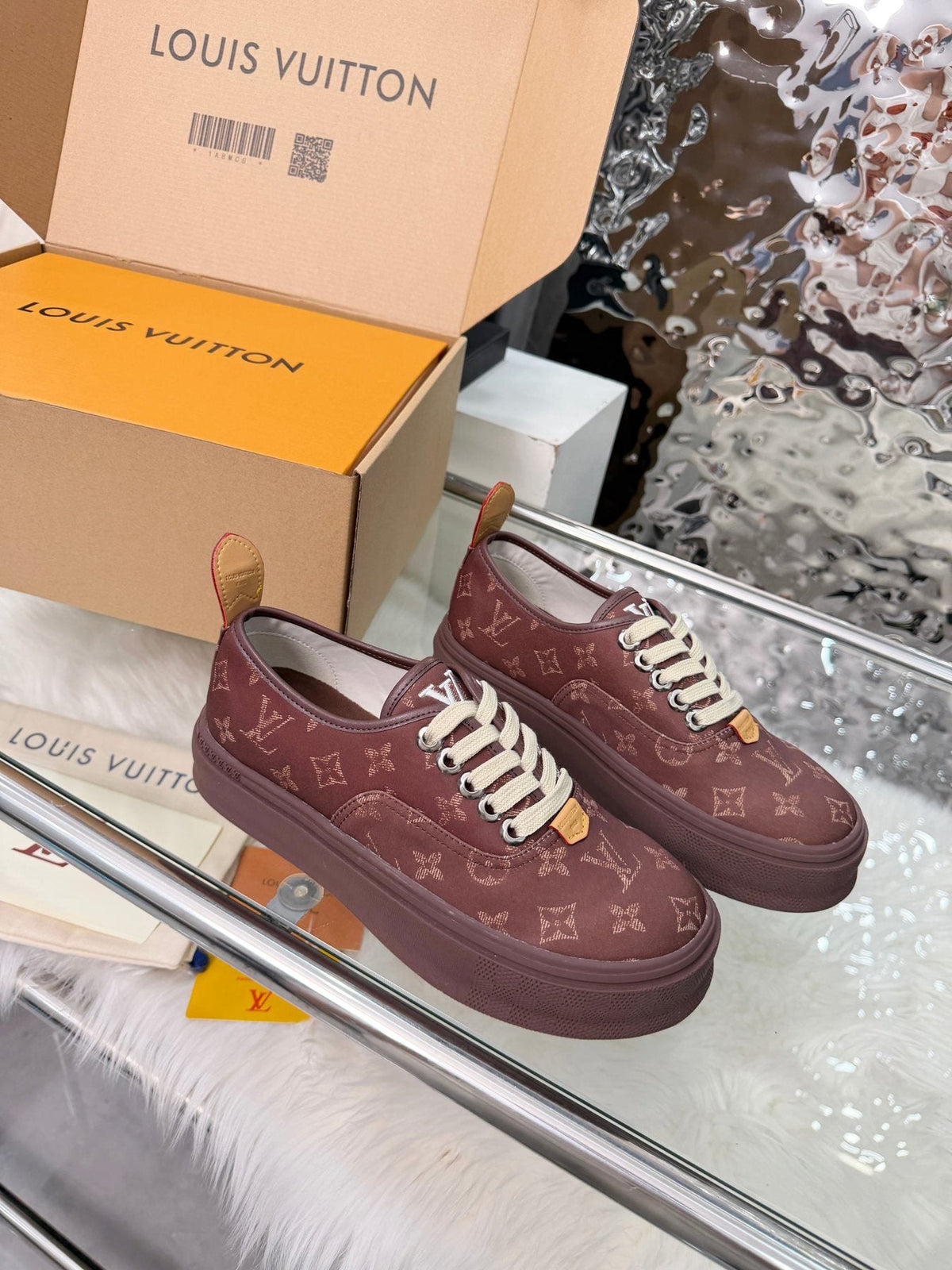 Louis Vuitton Burgundy Monogram Low-Top Sneakers