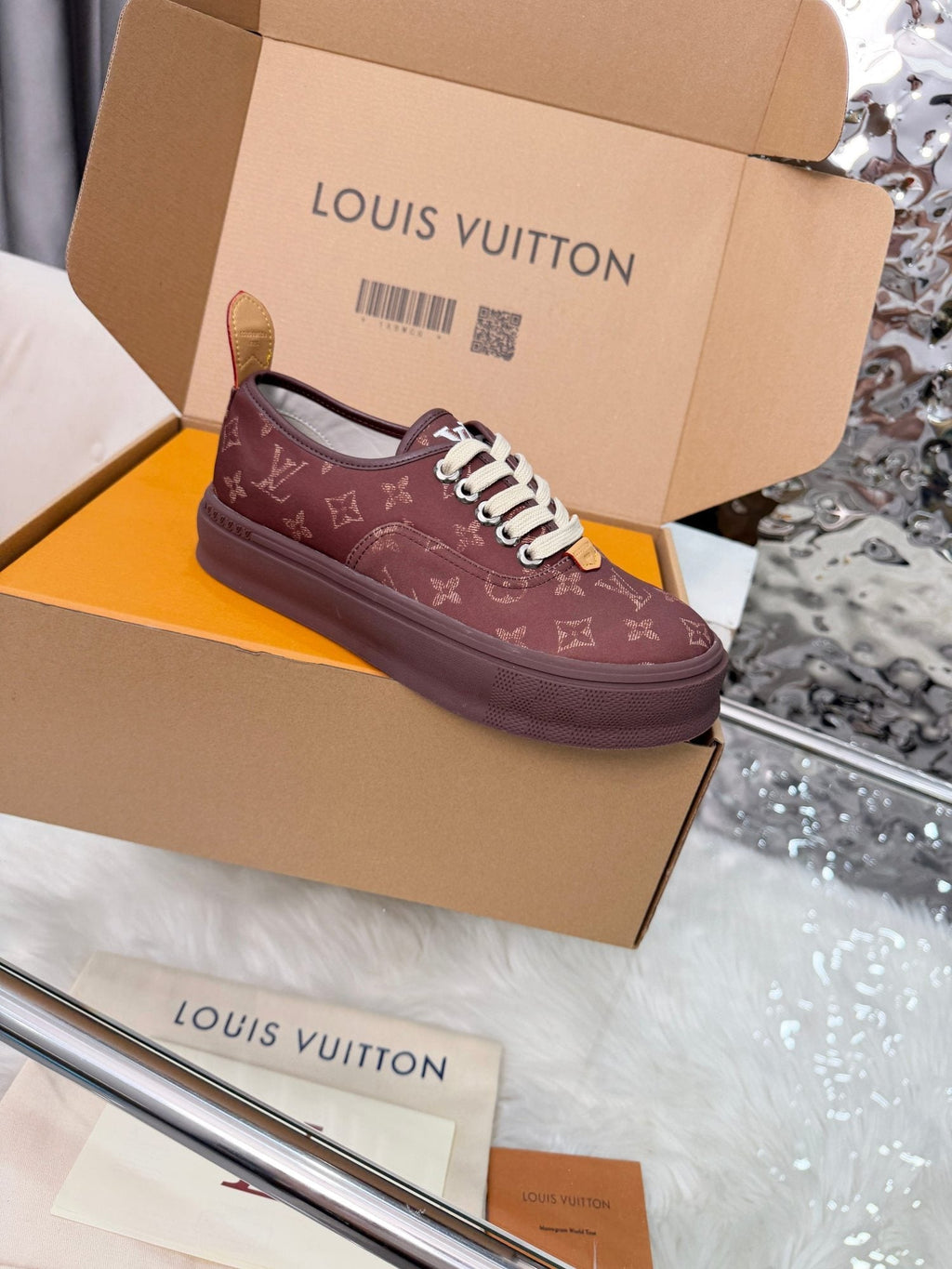 Louis Vuitton Burgundy Monogram Low-Top Sneakers