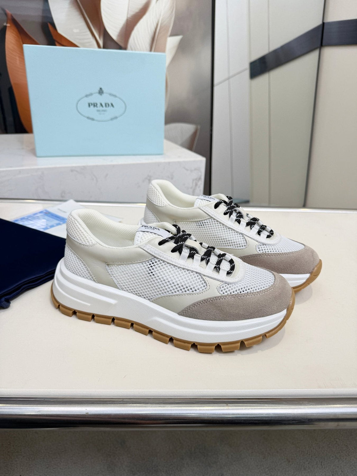 Prada Mesh Panel Sneakers