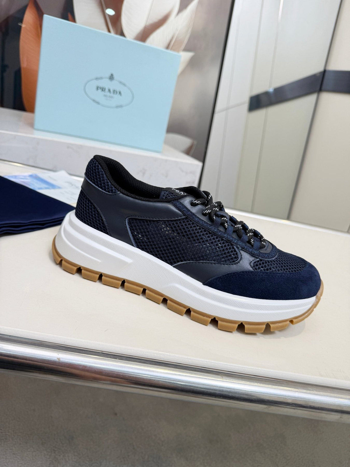 Prada Mesh Panel Sneakers