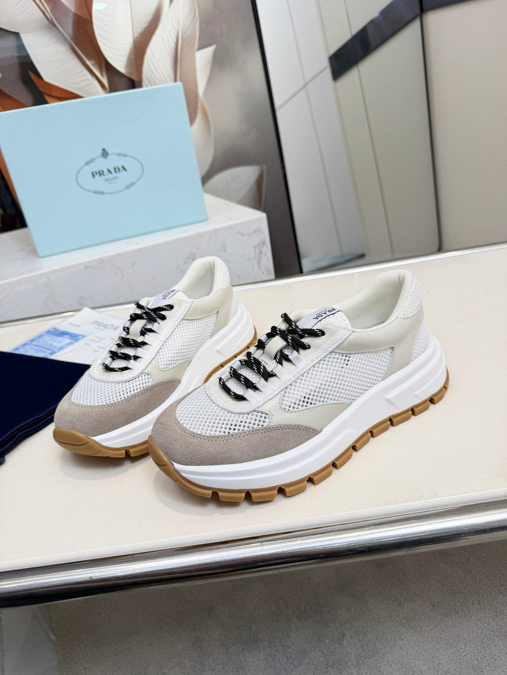 Prada Mesh Panel Sneakers