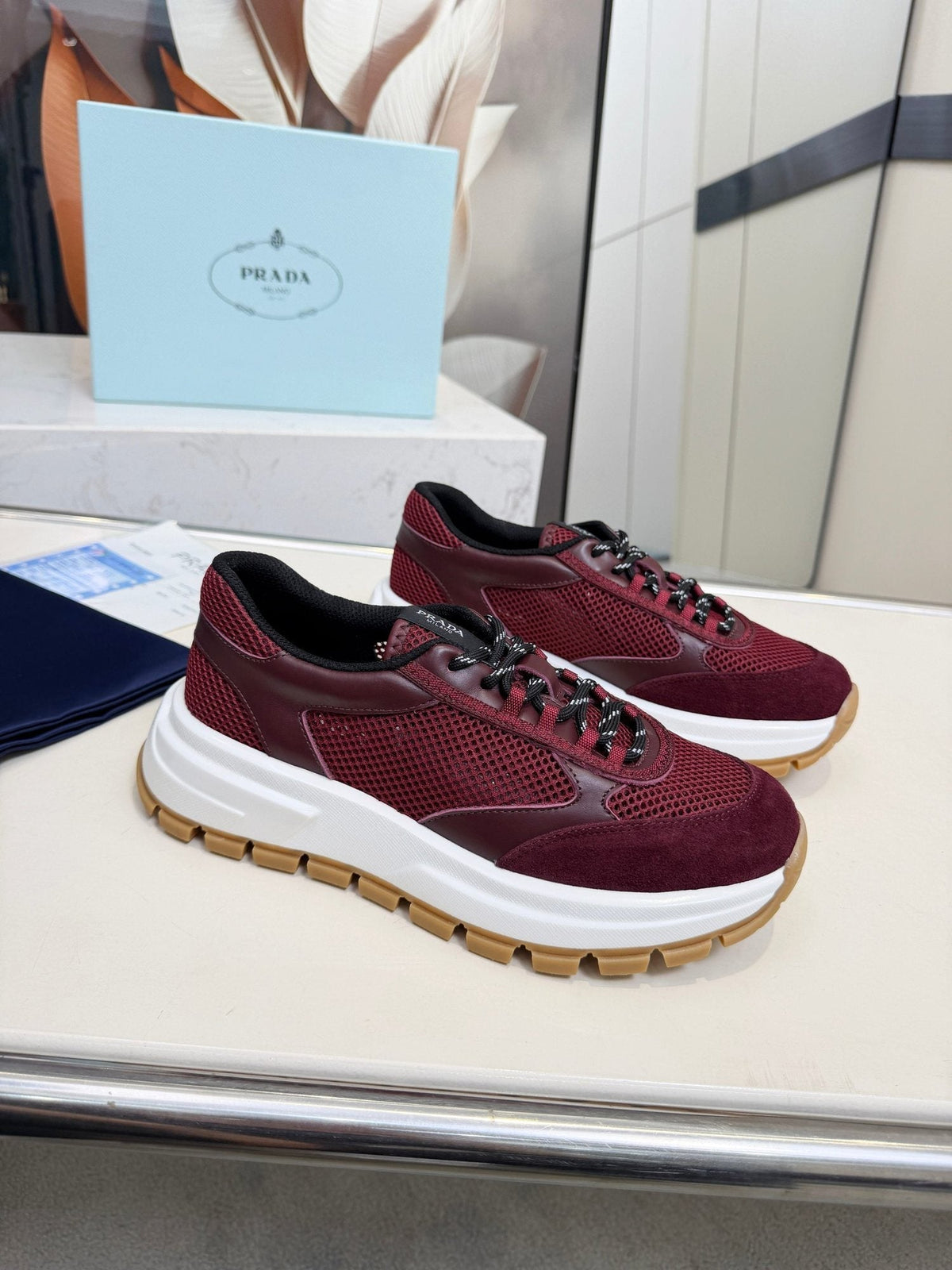 Prada Mesh Panel Sneakers