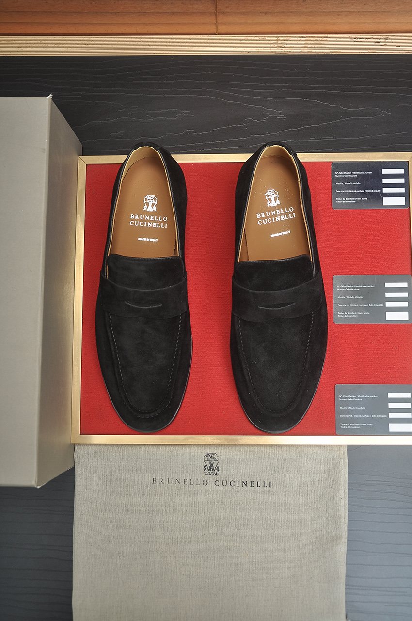 Brunello Cucinelli Men's Suede-Look Penny Loafers