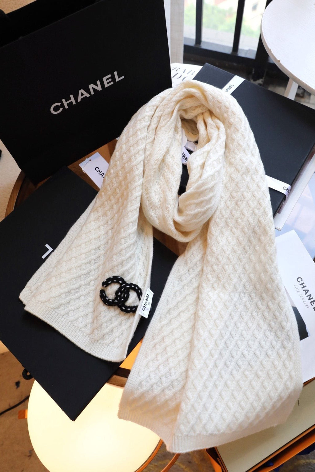 Chanel Diamond Knit Scarf