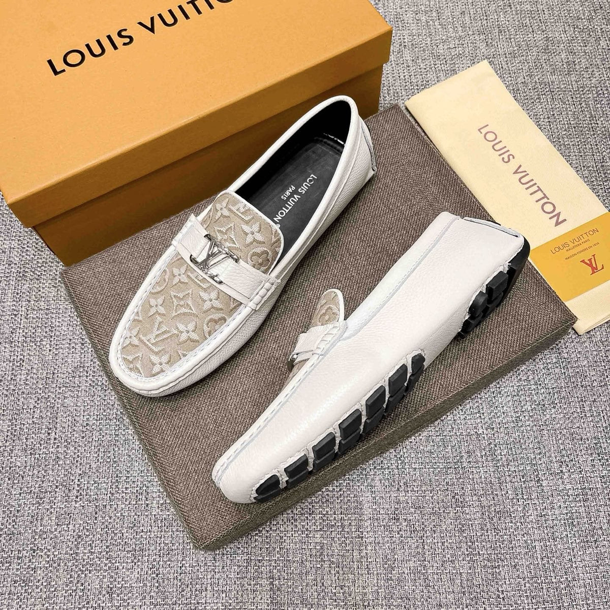 Louis Vuitton Patterned Metal-Accent Slip-On Loafers