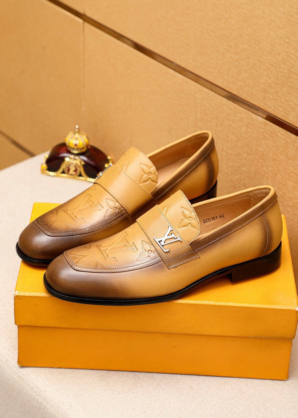 Louis Vuitton Men's Embossed Leather Loafers