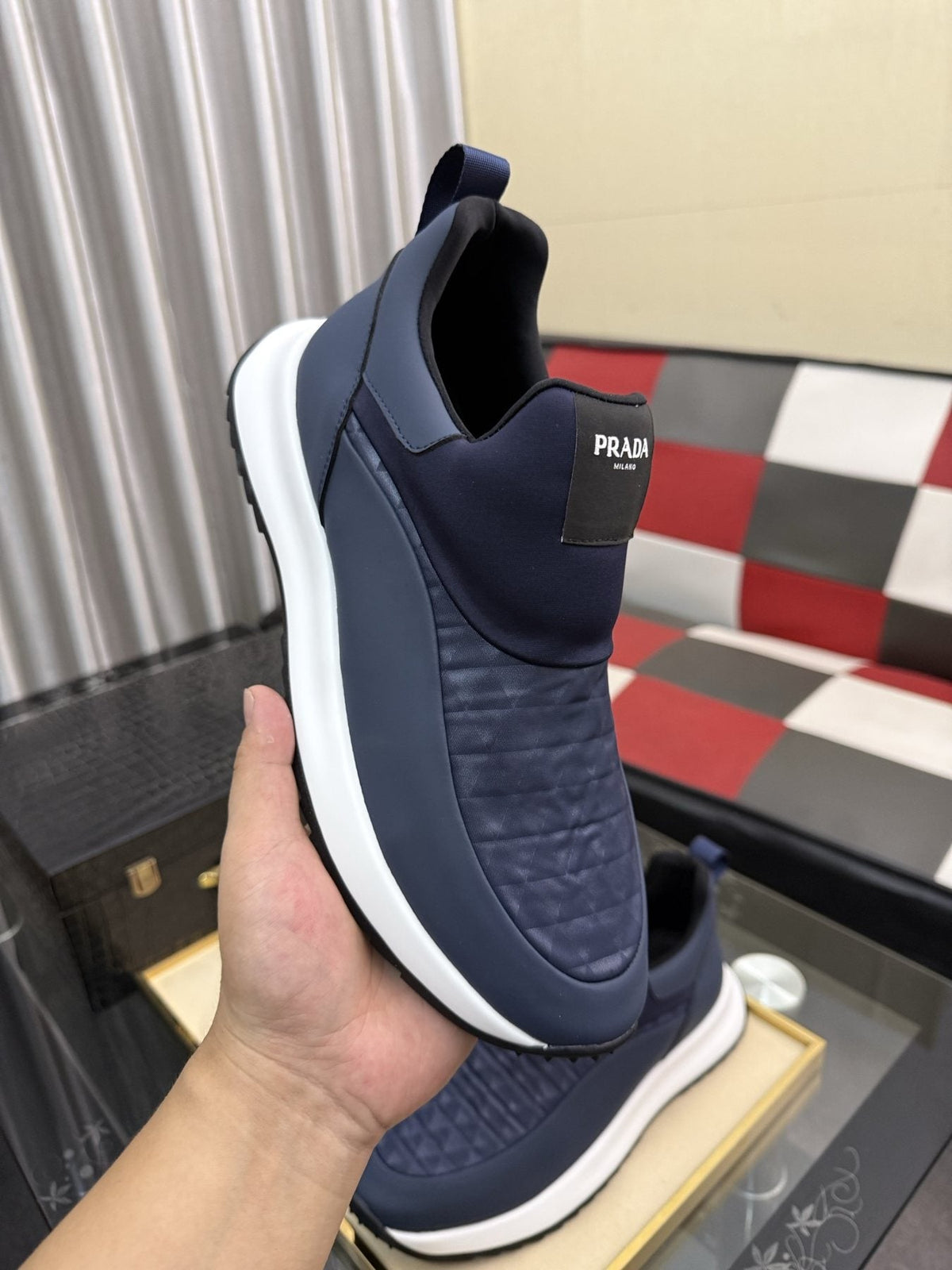 Prada Black Quilted Slip-On Sneakers